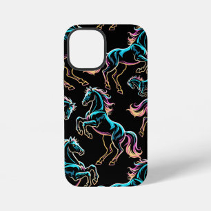 Pferd Neonlicht Glitch Retro-Stil iPhone 12 Mini Hülle