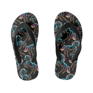Pferd Neonlicht Glitch Retro-Stil Kinderbadesandalen