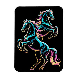 Pferd Neonlicht Glitch Retro-Stil Magnet