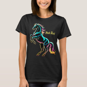 Pferd Neonlicht Glitch Retro-Stil T-Shirt
