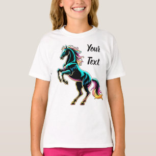 Pferd Neonlicht Glitch Retro-Stil T-Shirt