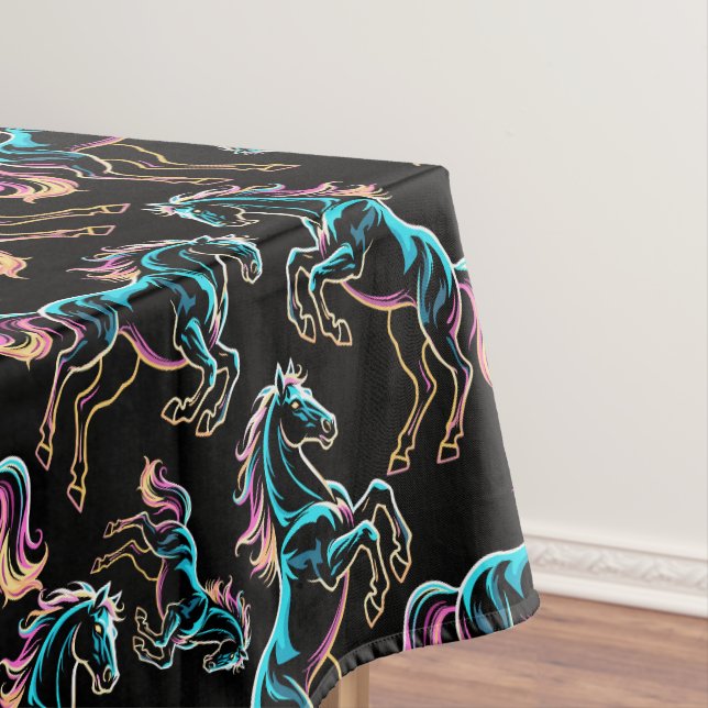 Pferd Neonlicht Glitch Retro-Stil Tischdecke (Beispiel)