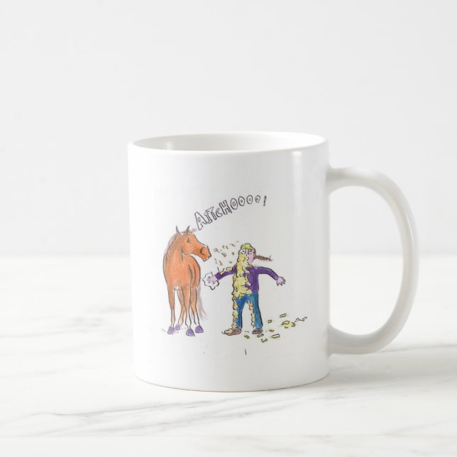 Pferd niest lustiger Cartoon Kaffeetasse (Rechts)