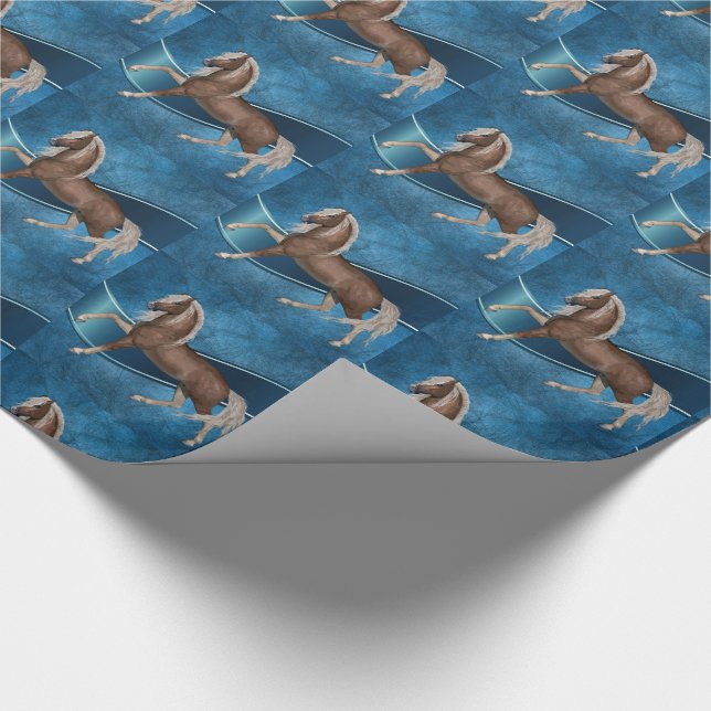 Pferd On Blue mit Multiband SM Jeden Anlaß Geschenkpapier (Ecke)