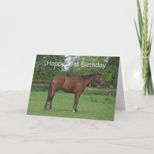 Pferd Personalisiert 21. Geburtstag Karte (Vorderseite)