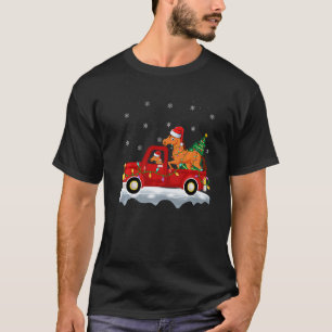 Pferd Reitet Rotes Lastwagen Weihnachtsbaum Lichte T-Shirt
