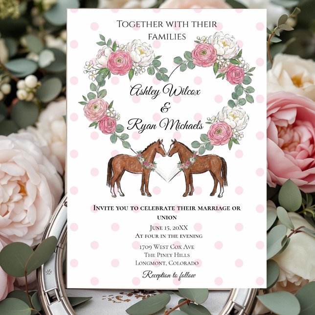 Pferd Reitsport Hochzeit Einladung (A romantic and festive wedding suite inspired by a cozy French countryside.)