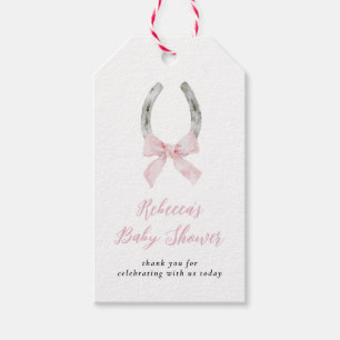 Pferd Reitsport Modern Rosa Schleife Babyparty Geschenkanhänger
