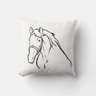 Pferd Reitsport Pony Cowboy Western Schwarz Weiß Kissen