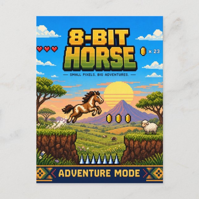 Pferd, Retro-8-Bit-Pixelkunst Postkarte (Vorderseite)