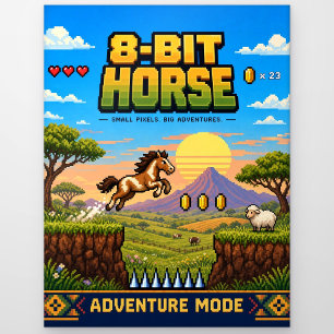 Pferd, Retro-8-Bit-Pixelkunst Postkarte