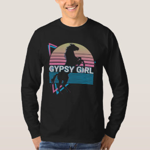 Pferd Retro Zigeunermädchen T-Shirt
