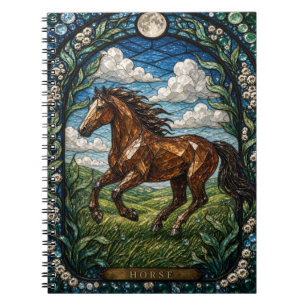 Pferd rollende Wiese Illumina Buntglas Notizblock