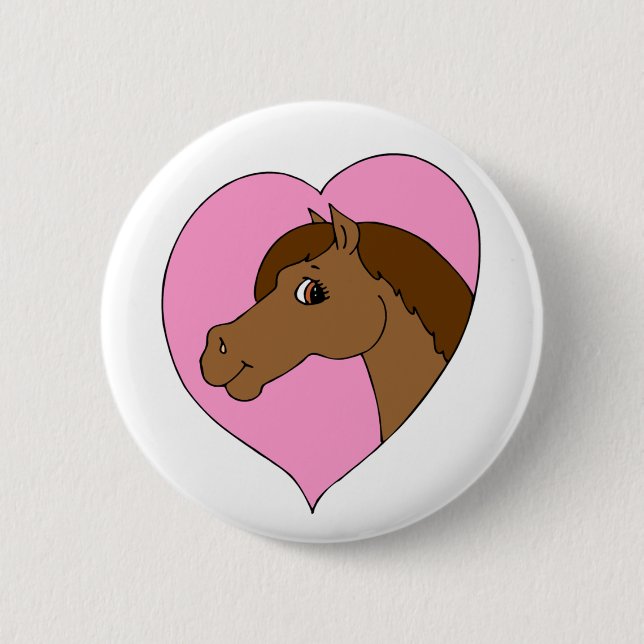 Pferd Rosa Hübsches Pferdefleisch Thema Button (Vorderseite)