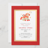 Pferd Rot Gold Pferd Baby Shower Jahr
