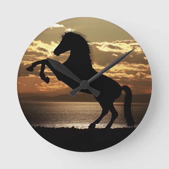 Pferd Runde Wanduhr (Vorderseite)