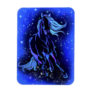 Pferd Running Magnet Blue Starry Night
