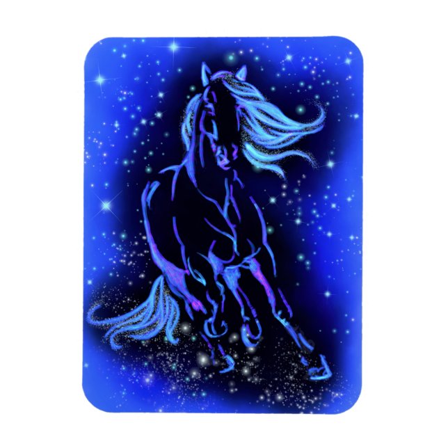 Pferd Running Magnet Blue Starry Night (Vertikal)