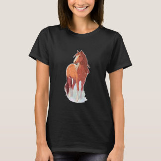 Pferd Schnee Pferdebesitzer Reiten Winter Pferdeli T-Shirt