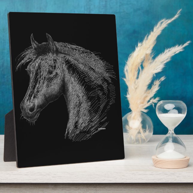 Pferd:  Schwarz Fotoplatte (Seite)