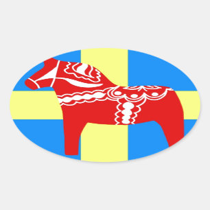 Pferd Schwedens Dala Ovaler Aufkleber