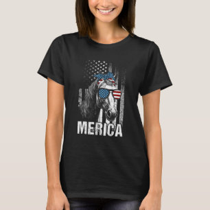 Pferd Sonnenbrille Tier Amerikanische Flagge Patri T-Shirt