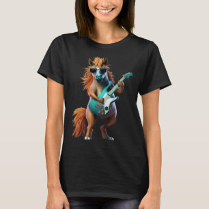 Pferd spielt elektrische Gitarre Tier Pferd Gita T-Shirt