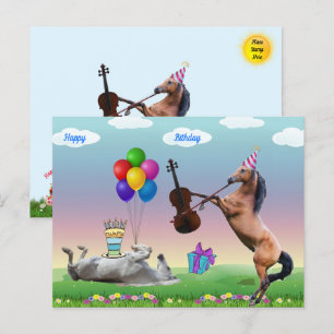 Pferd spielt Geige zum Geburtstag Grußkarte Postkarte