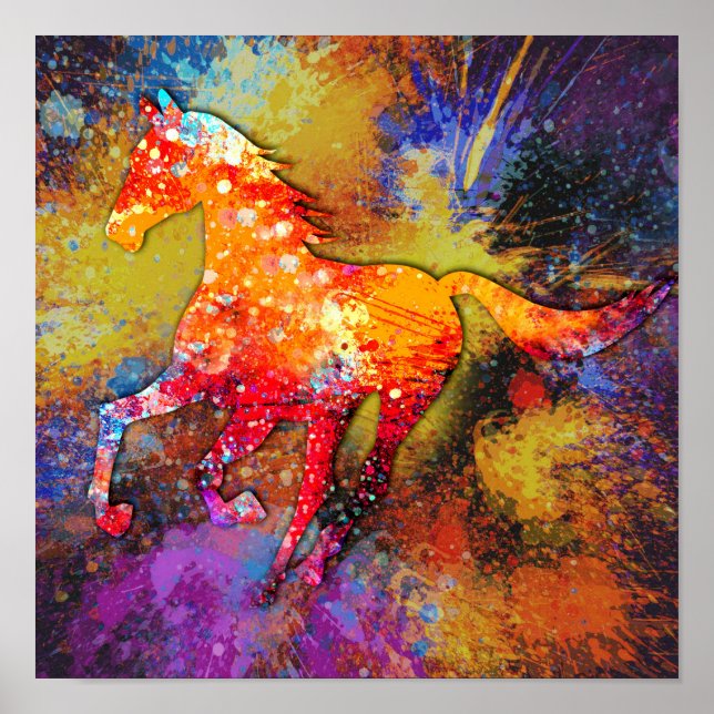 Pferd-Splash-Malerei Poster (Vorne)
