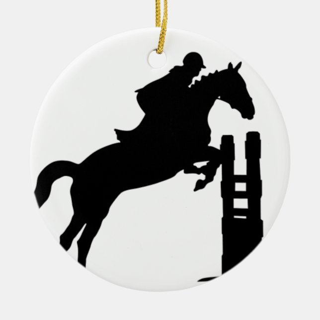 Pferd springen Silhouette Keramik Ornament (Vorne)