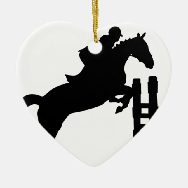 Pferd springen Silhouette Keramik Ornament (Vorne)