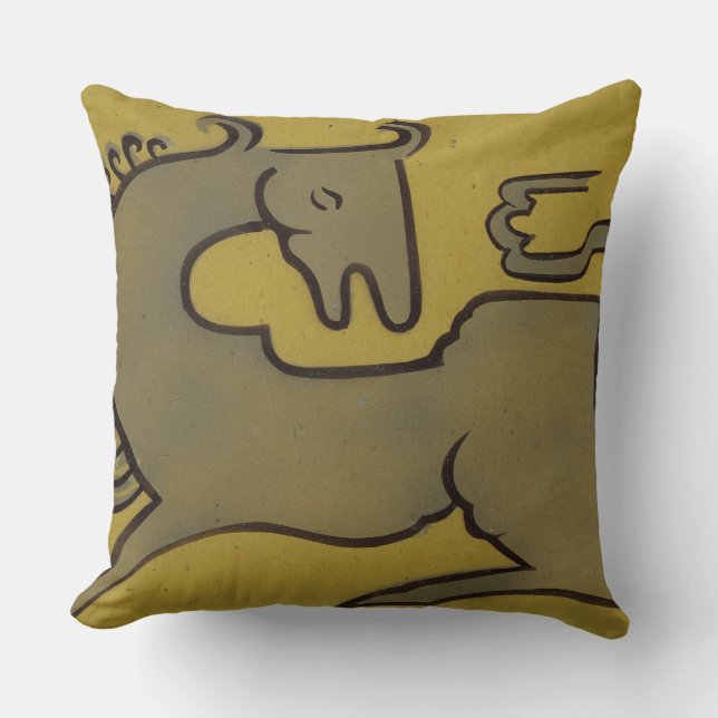 Pferd (Stift, Tinte u. Gouache auf Papier) Kissen (Vorderseite)