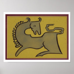 Pferd (Stift, Tinte u. Gouache auf Papier) Poster