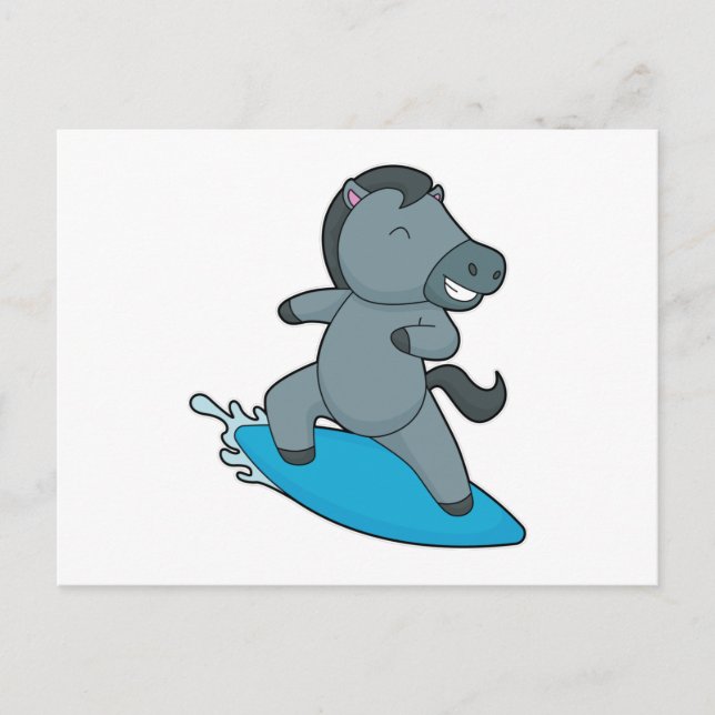 Pferd Surfer Wassersport Postkarte (Vorderseite)