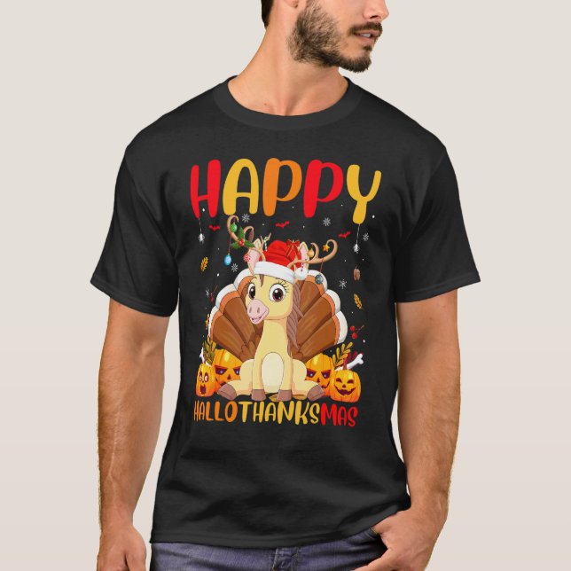 Pferd Tier  Glückliches Pferd Hellothanksmas T-Shirt (Vorderseite)