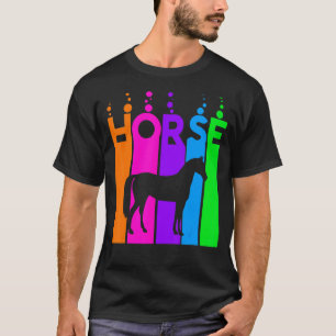 Pferd Tier Regenbogen Blase Mit Silhouette T-Shirt