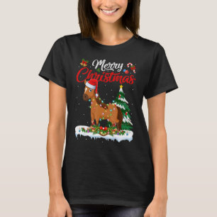 Pferd Tier Weihnachtsbaum Lichter Santa Pferd Wei T-Shirt