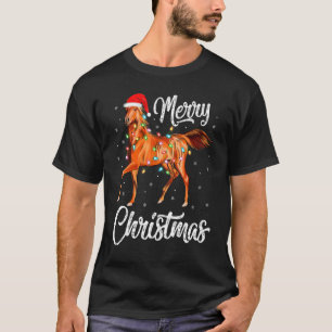 Pferd Tier Weihnachtsbeleuchtung Weihnachtsmann P T-Shirt