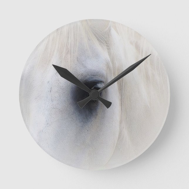 Pferd u. Blumen Runde Wanduhr (Vorderseite)