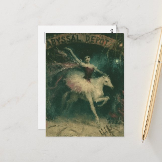 Pferd und Ballerina Dark Fantasy Postkarte (Vorderseite/Rückseite Beispiel)