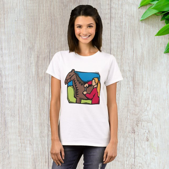 Pferd- und Bauernmädchen T-Shirt (Von Creator hochgeladen)