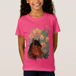 Pferd und Blume T-Shirt