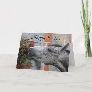 Pferd und Blumen fröhliche Ostern Karte