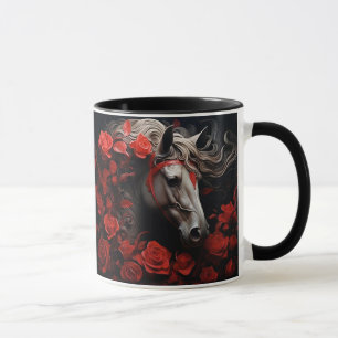 Pferd und Blumen, Reitergeschenk, Pferdereiten Tasse