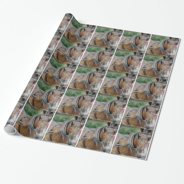 Pferd und Buggy Geschenkpapier (Ungerollt)