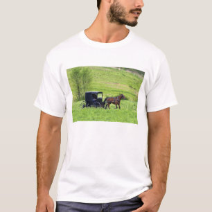 Pferd und Buggy in der Nähe von Berlin, Ohio. T-Shirt