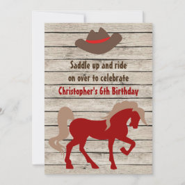 Pferd und Cowboy Hat Barn Wood Western Geburtstag Einladung