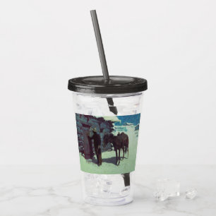 Pferd und Cowboy Winterschnee Acryltrinkbecher