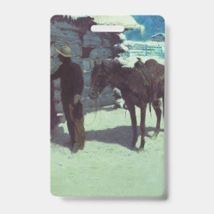 Pferd und Cowboy Winterschnee Ausweis
