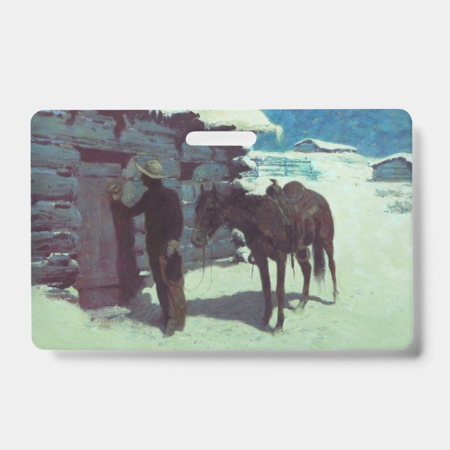 Pferd und Cowboy Winterschnee Ausweis (Vorderseite)